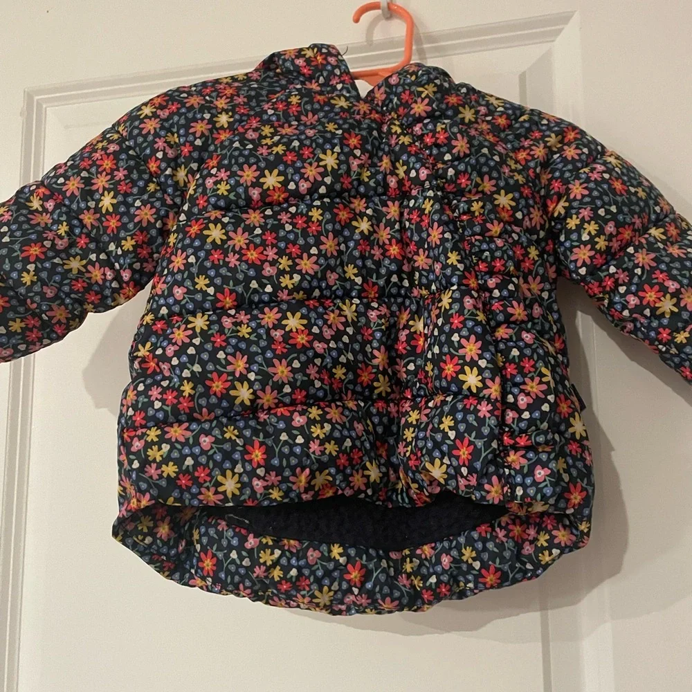 GAP Kids Floral Puffer Jacket with Hood 6-12m